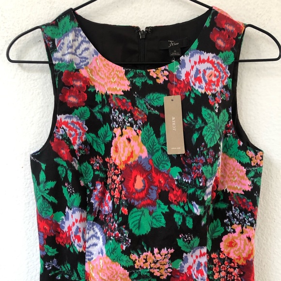 J Crew Sleeveless Floral Sheath Dress Black Multi - Picture 4 of 7